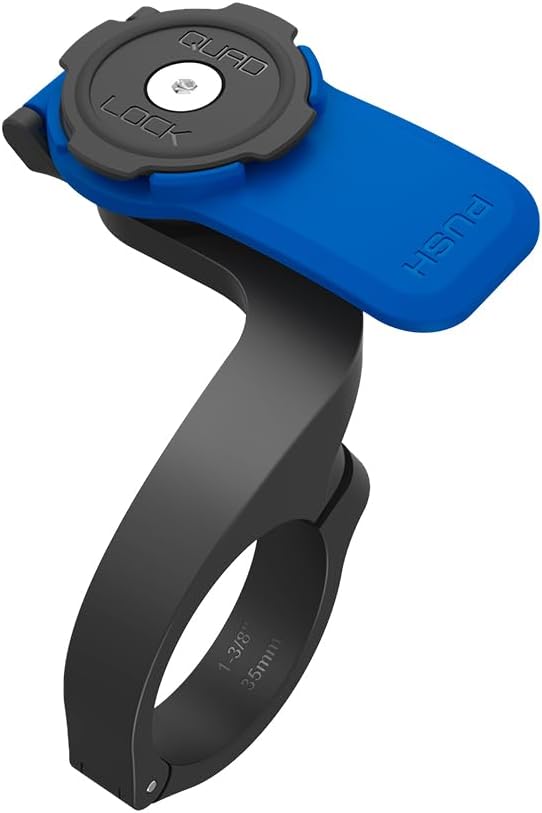 Quad Lock out-front handlebar bike phone mount on white background