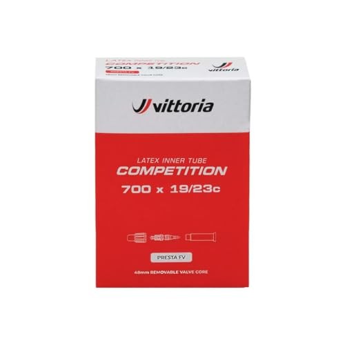 Vittoria Competition latex bicycle inner tube package on white background